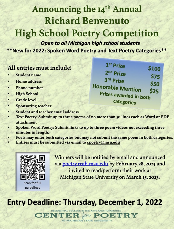 Spoken Word Category Added to Benvenuto High School Poetry Competition
