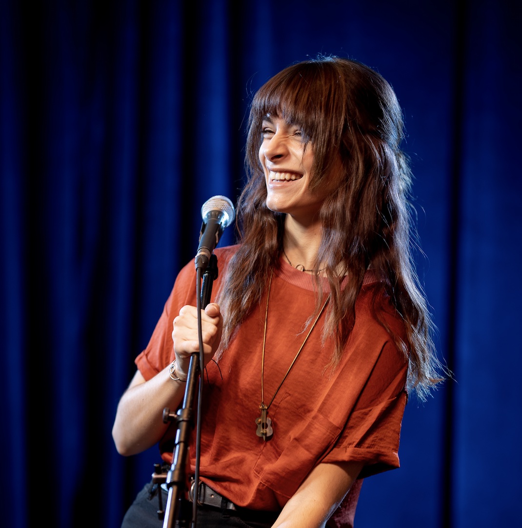 Woman at mic